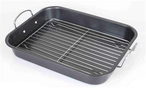 kitchenatics commercial grade 10x15 stainless steel cooling and roasting rack heavy duty thick-wire grid fits jelly roll pan oven-safe rust-resistant. . Roasting pan walmart